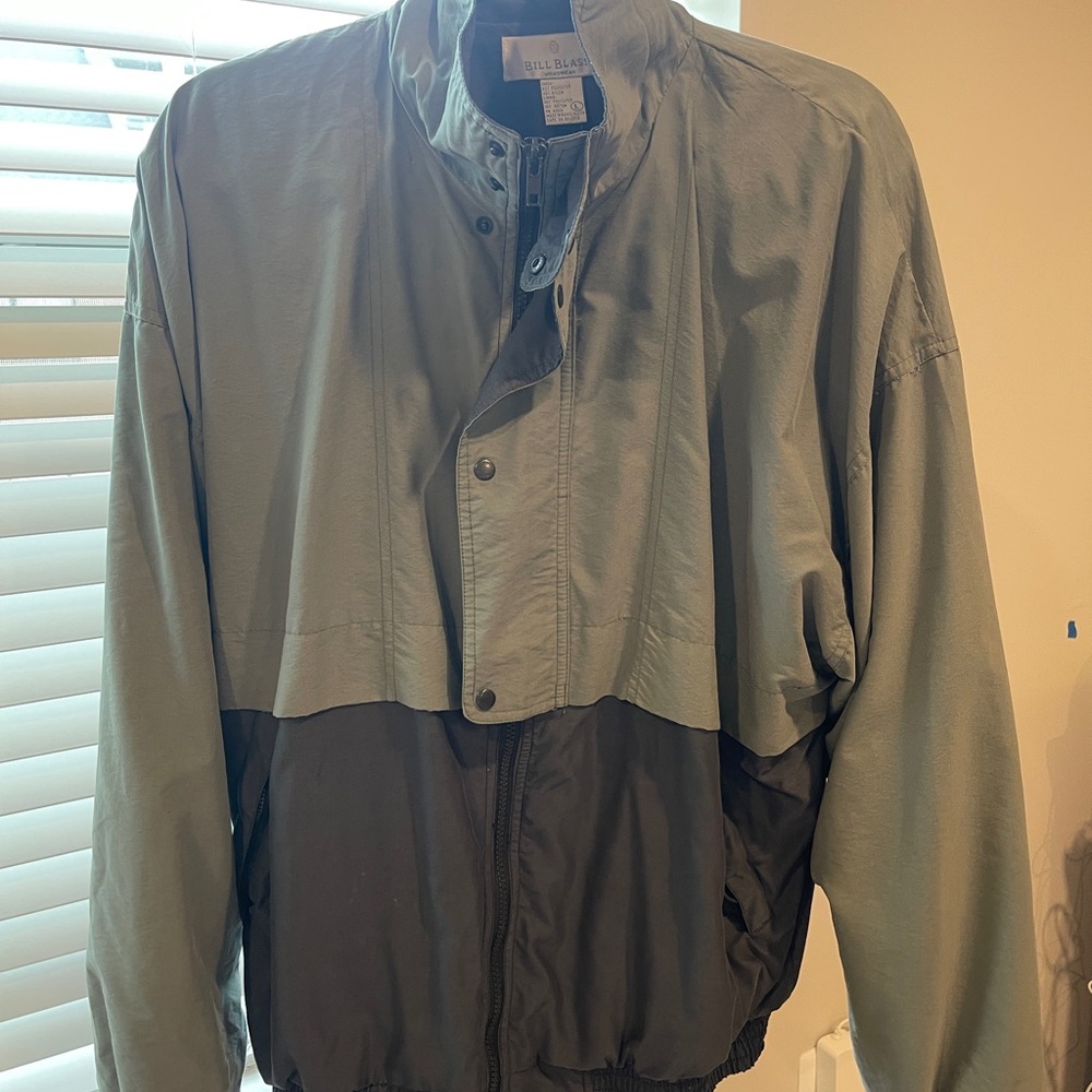 Vintage bill blass Olive Green and Navy Two-Tone Windbreaker Jacket